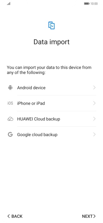 You can transfer the contents of another phone to your phone when it's activated for the first time and after a factory reset. When this screen is displayed, your phone is ready to transfer contents from another phone.