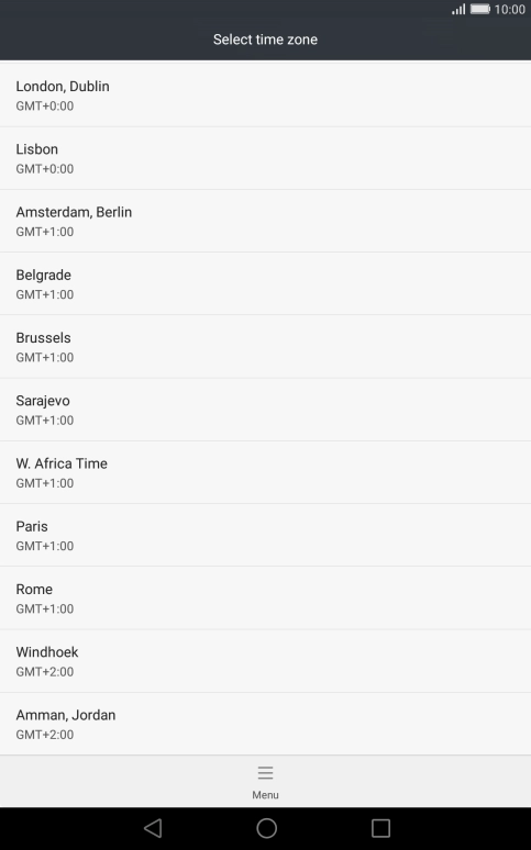 Press the required time zone.