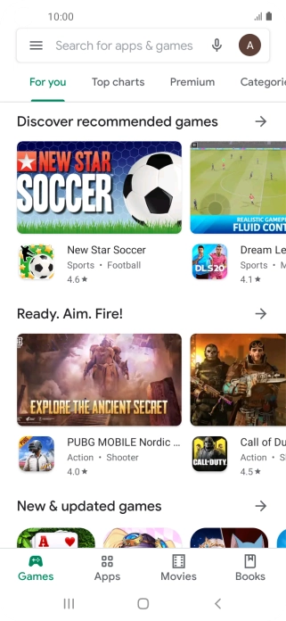 Press the search field.