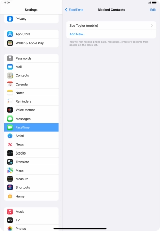 Press Add New... and follow the instructions on the screen to block a contact.