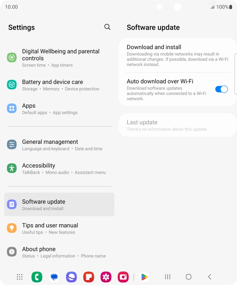 Press Download and install. If a new software version is available, it's displayed. Follow the instructions on the screen to update the phone software.