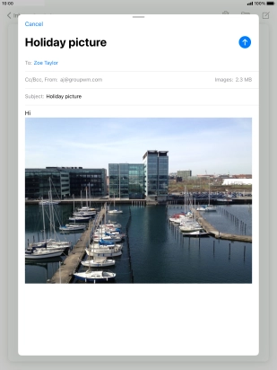 Press the send icon when you've finished your email message.