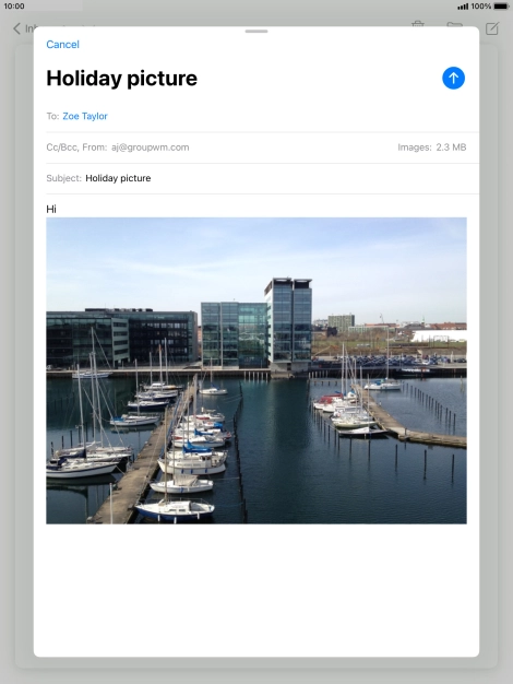 Press the send icon when you've finished your email message.