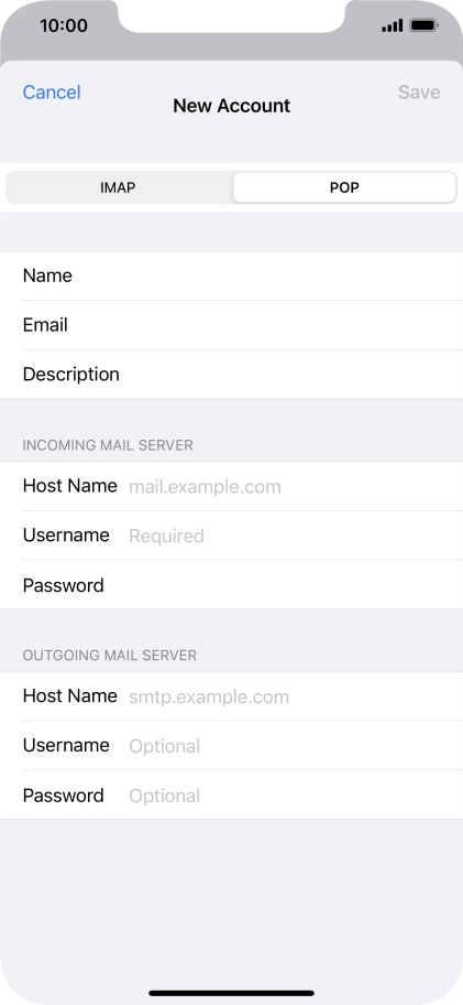 Press Host Name and key in the name of your email provider's incoming server.