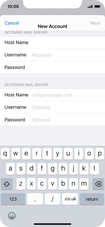 Press Username and key in the username for your email account.