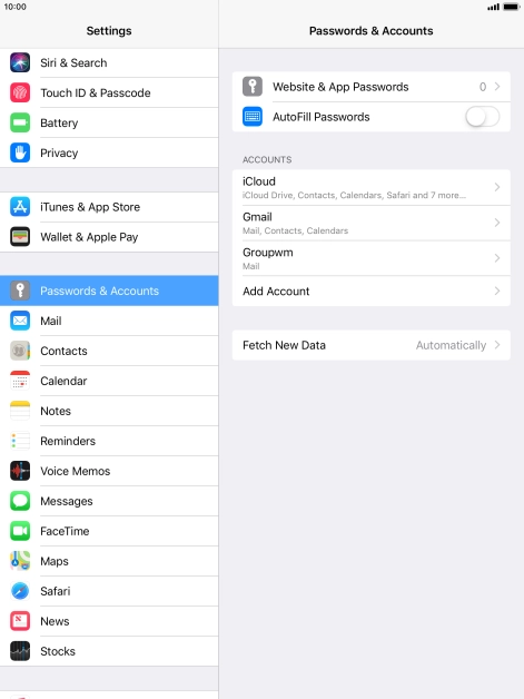 Press the required account.
