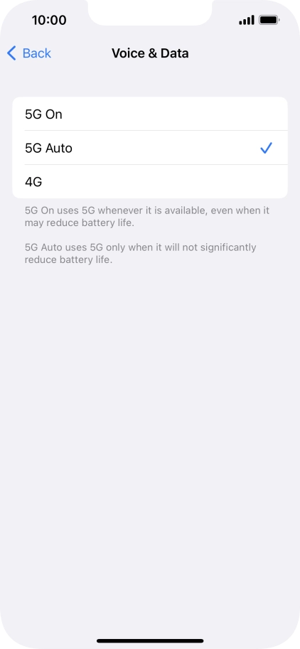 To turn on use of 5G primarily, press 5G On.