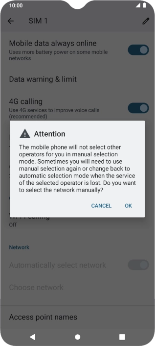 Press OK and your phone will search for networks.