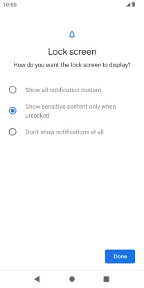 Press the required setting.