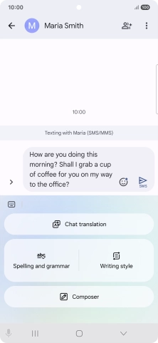 To change the writing style of your text, press Writing style and follow the instructions on the screen to use the function.
