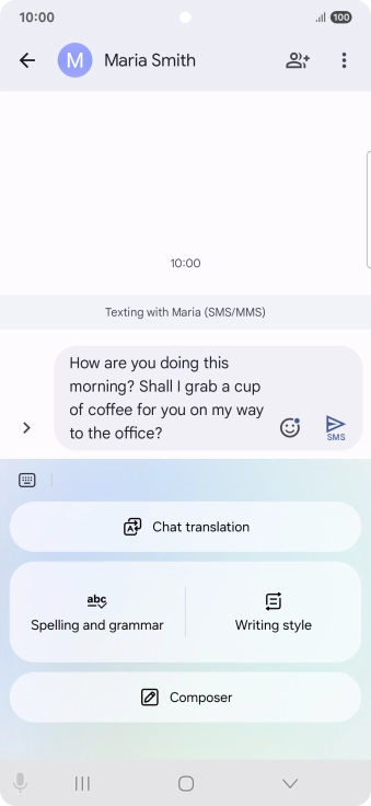 To change the writing style of your text, press Writing style and follow the instructions on the screen to use the function.