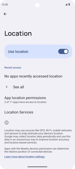 Press App location permissions.