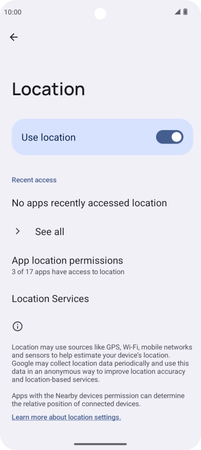 Press App location permissions.