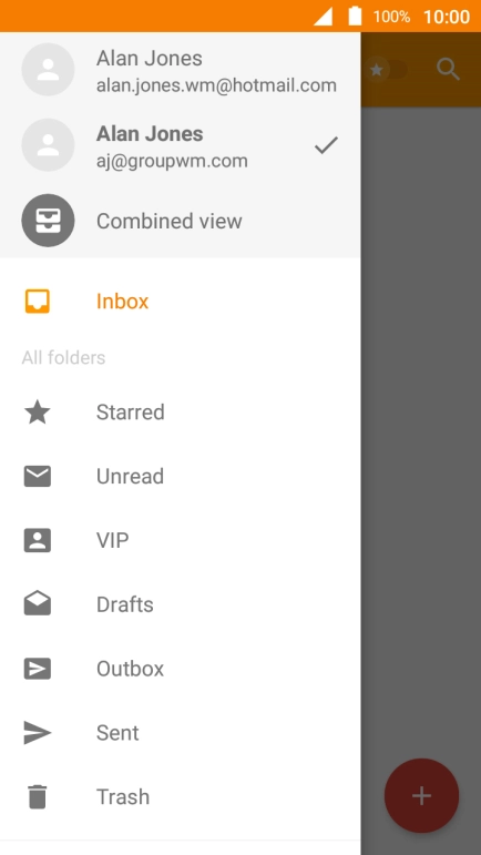 Press the required email account.