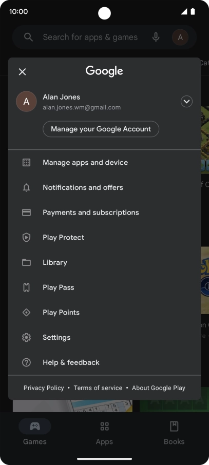 Press Manage apps and device.