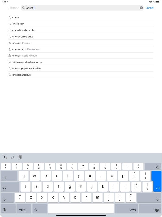Key in the name or subject of the required app and press enter.