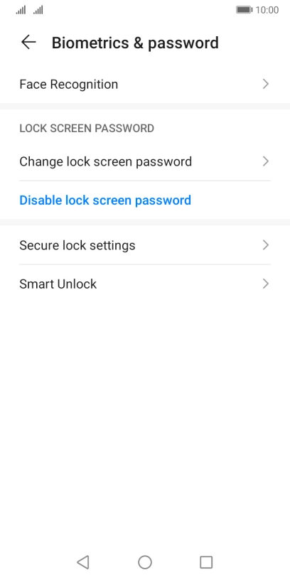 Press Disable lock screen password.