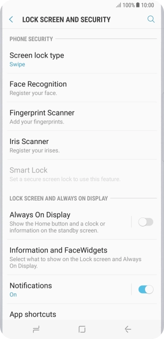 Press Iris Scanner.