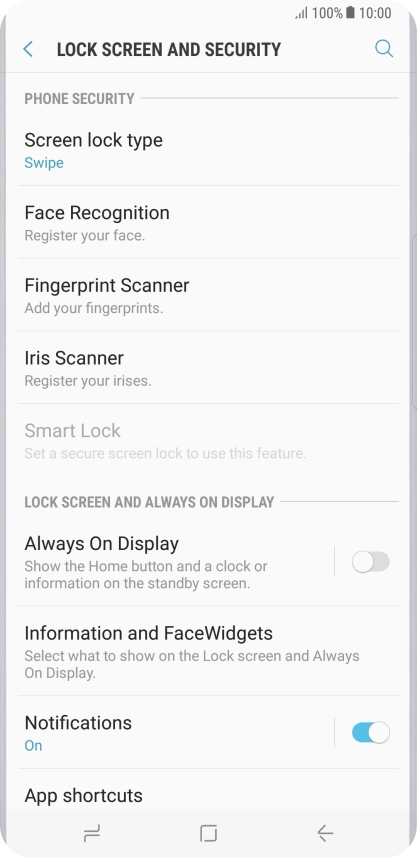 Press Iris Scanner.