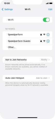 Press the required Wi-Fi network and key in the password for the Wi-Fi network.