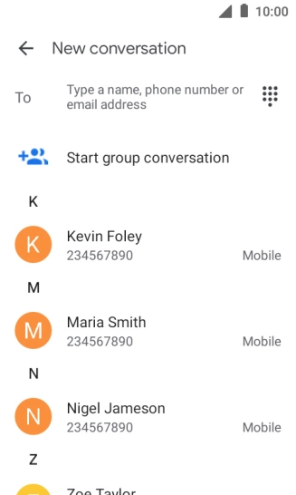 Press the required contact.