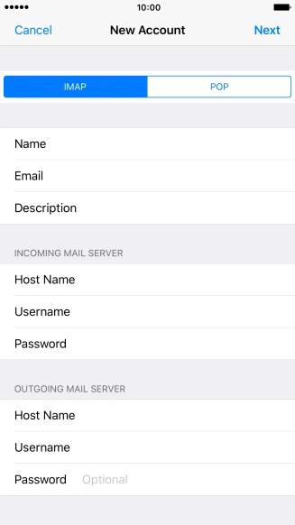 Press Password and key in the password for your email account. Please note that if you have a Vodafone email address, you need to key in the password for your email account.