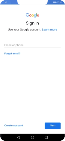 If you don't have a Google account, press Create account and follow the instructions on the screen to create an account.