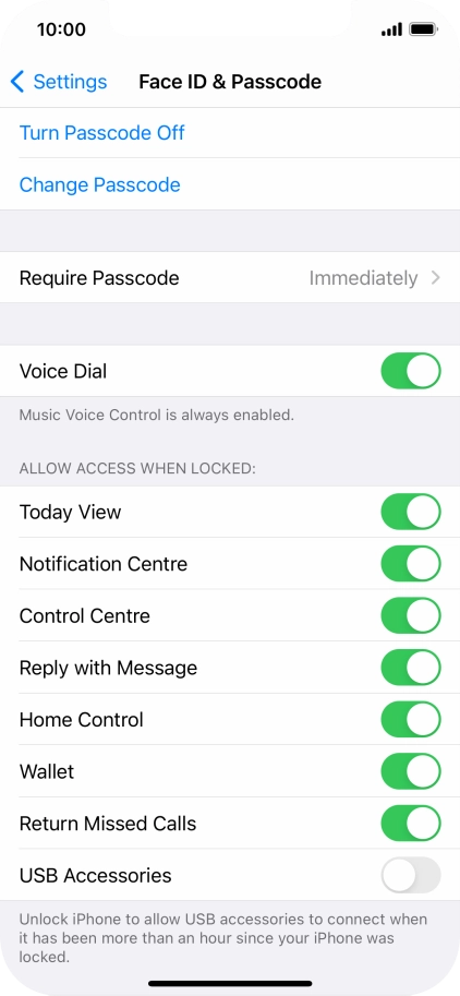 Press Turn Passcode Off and key in the phone lock code.