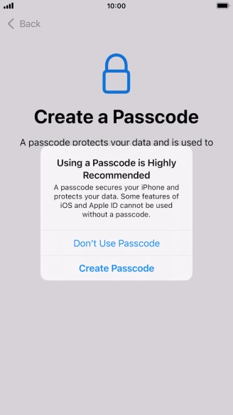 If you turn off the function, press Don't Use Passcode.