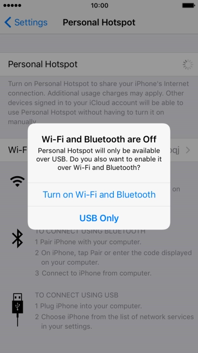 Press Turn on Wi-Fi and Bluetooth.