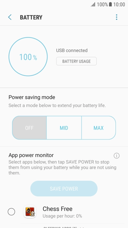 Press the required setting.
