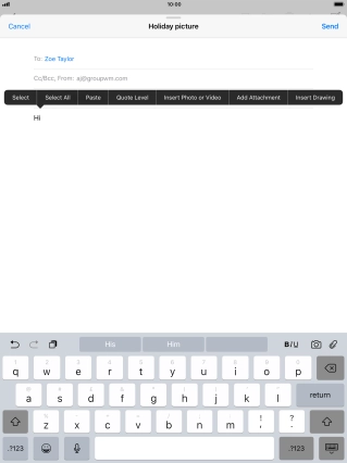 Press Insert Photo or Video and follow the instructions on the screen to attach a picture or a video clip.