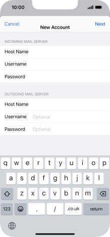 Press Username and key in the username for your email account. Please note that if you're using Vodafone's outgoing server, leave the username field empty.
