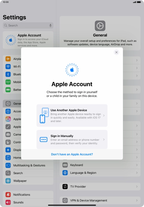 Press Sign in Manually.