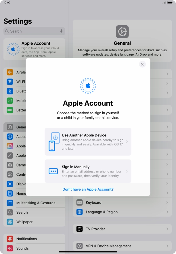 Press Sign in Manually.