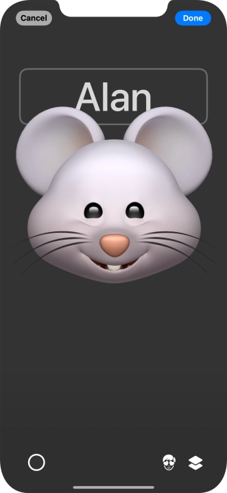 Press the name field and follow the instructions on the screen to select the required font and colour for your name on the Contact Poster.