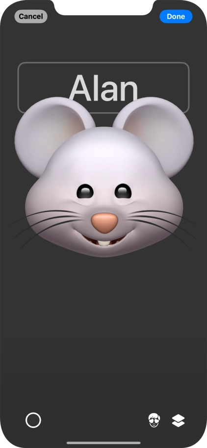 Press the name field and follow the instructions on the screen to select the required font and colour for your name on the Contact Poster.