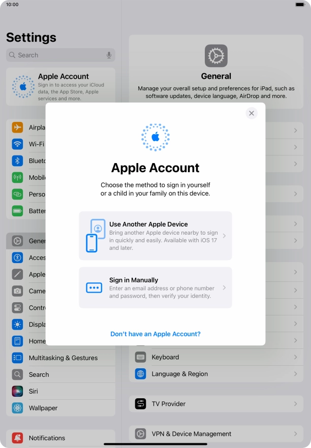 Press Sign in Manually.