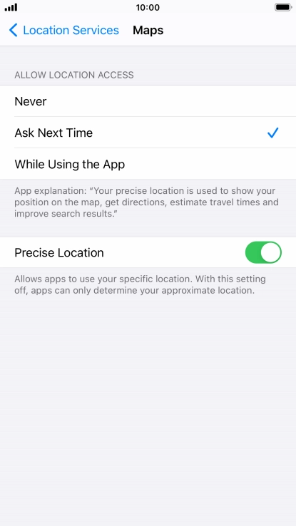 Press the required setting to turn the function on or off.