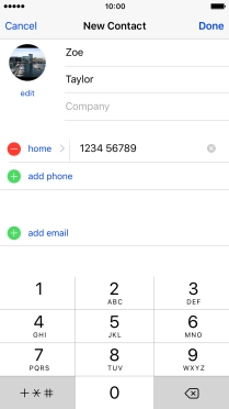 Press the field next to the phone number.