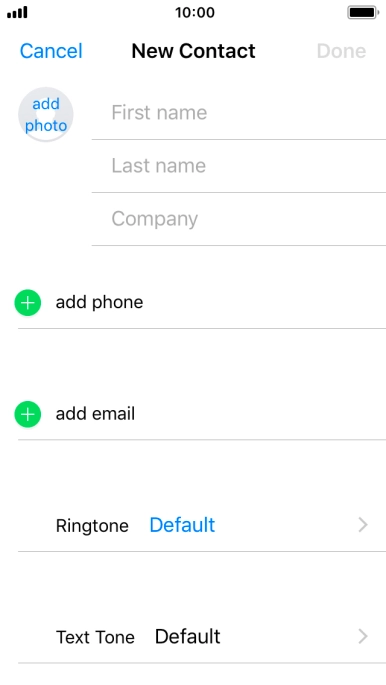Press First name and key in the first name.