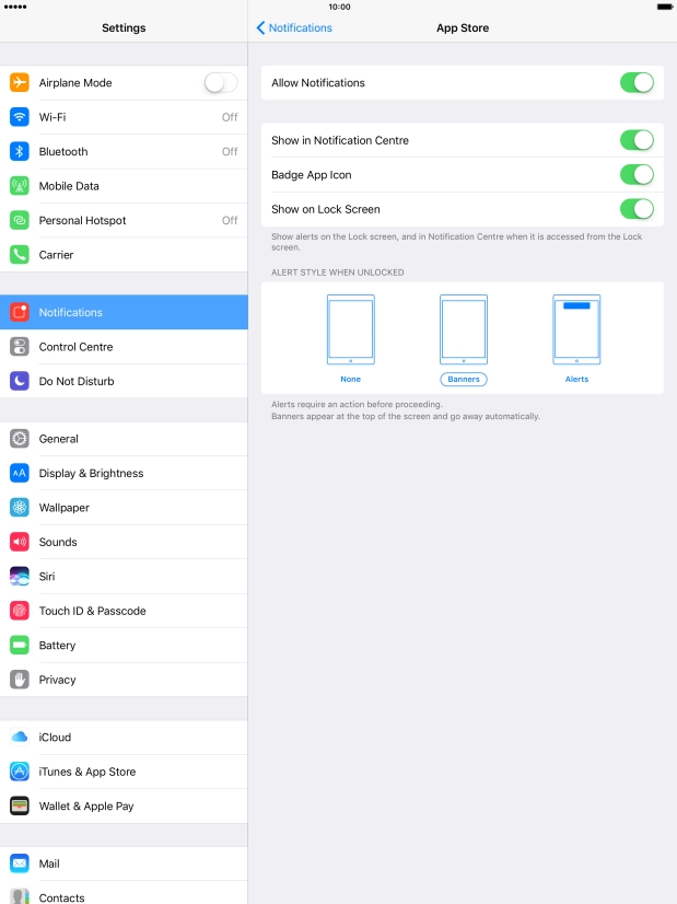 Press the indicator next to 