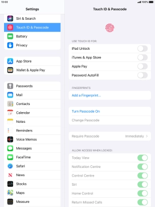 Press Turn Passcode On and key in a lock code of your own choice twice.