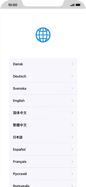 Press the required language.