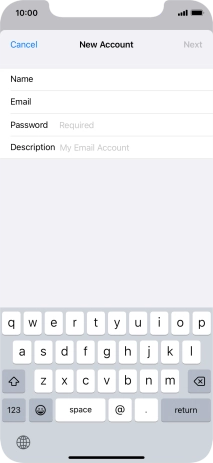 Press Password and key in the password for your email account.