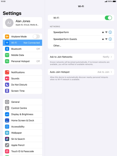 Press the required Wi-Fi network and key in the password for the Wi-Fi network.