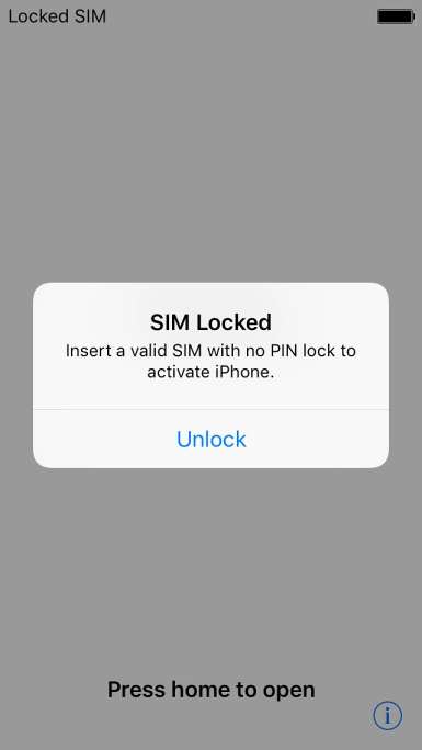 If your SIM is locked, press Unlock.
