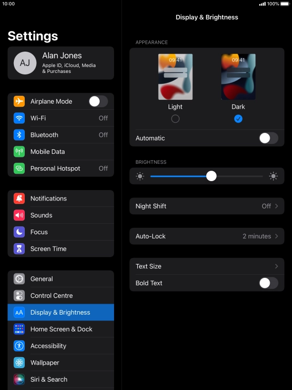 Press the indicator next to 