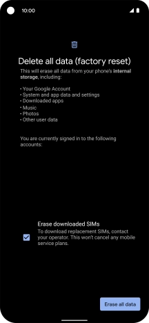 Press Erase all data.
