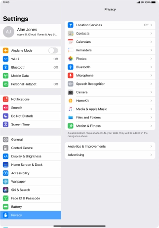 Press Location Services.